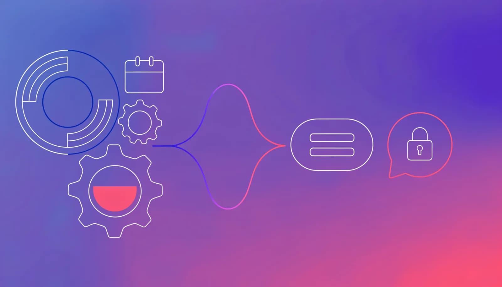 Ilustração de um painel de controle com engrenagens e um calendário conectados a um ícone de PIX, representando a automação do ciclo de vida de um assinante VIP no Telegram