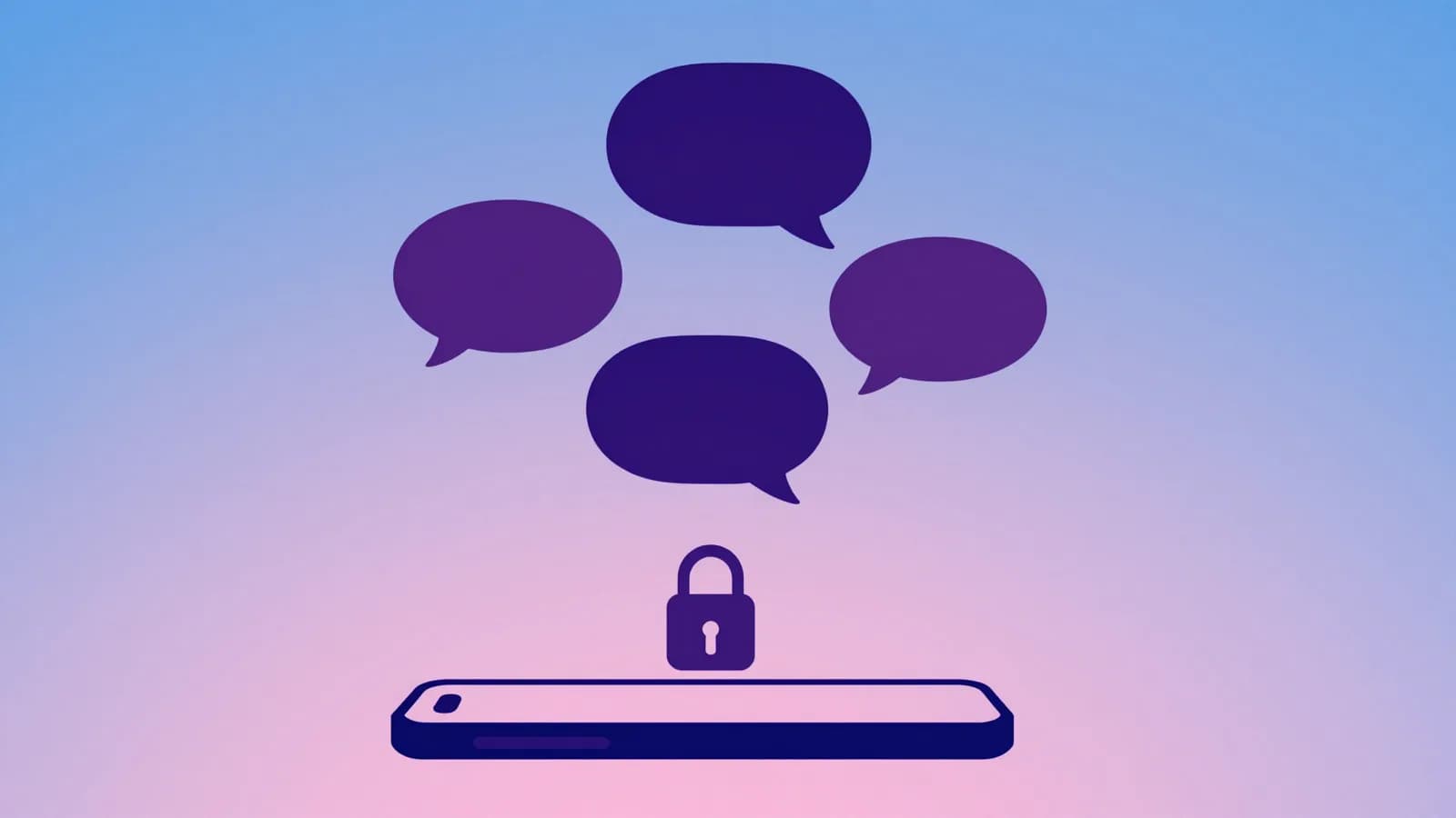 Ilustração de quatro balões de mensagem flutuando sobre um celular, com um cadeado fechado entre eles, representando o canal gratuito que leva ao acesso pago