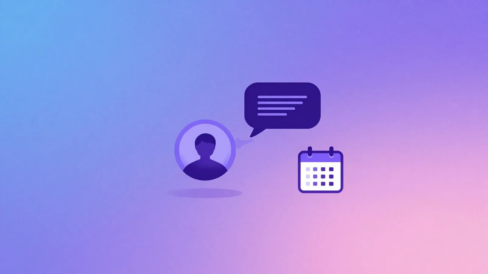 Ilustração de um ícone de perfil de usuário com um sinal de alerta antes de sair de um grupo de conversa, ao lado de um calendário, representando a prevenção de cancelamento de assinatura