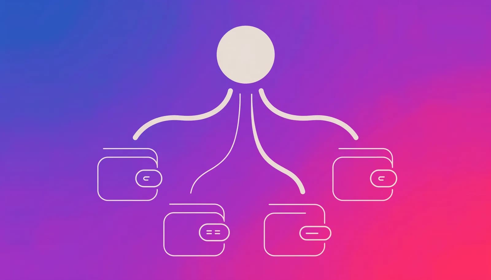 Ilustração de uma moeda se dividindo em várias correntes de pagamento levando a pequenas carteiras separadas, representando o split de pagamento no PIX